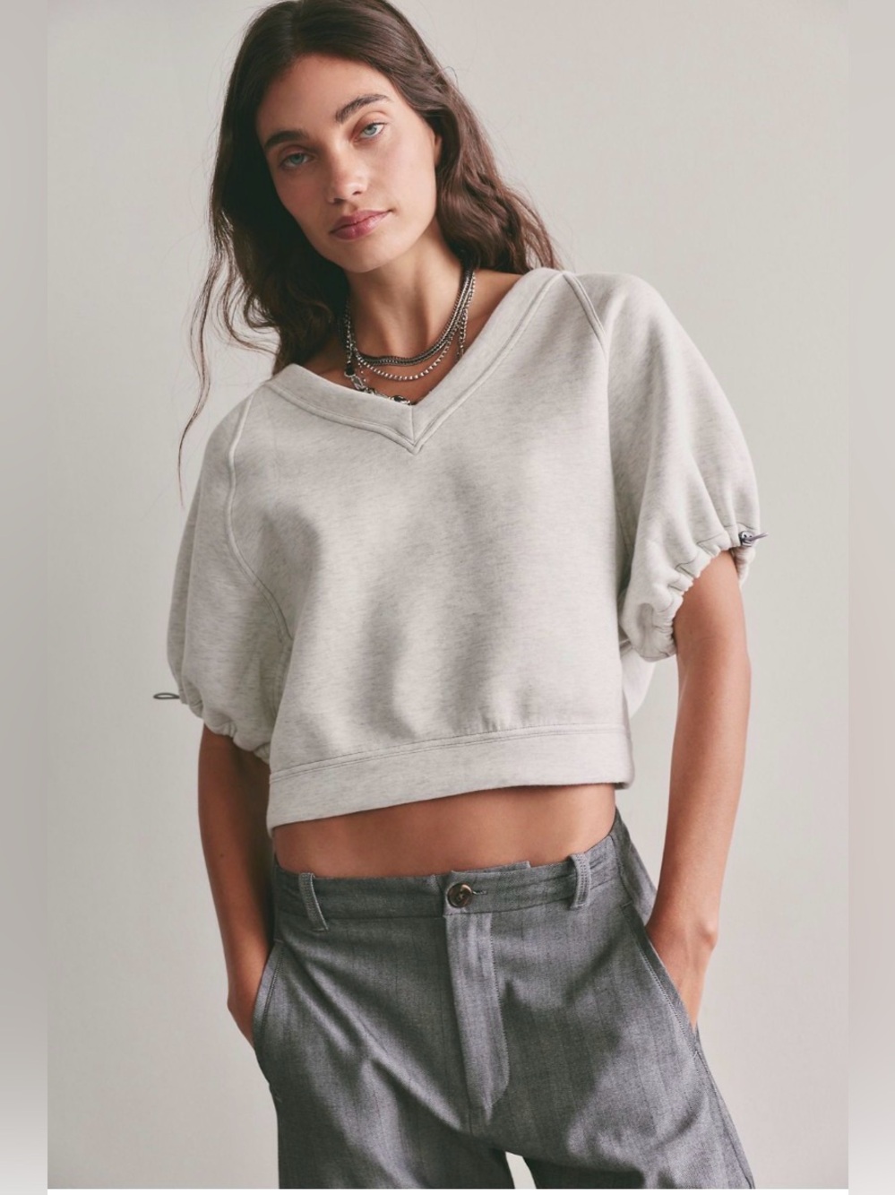 FREE PEOPLE We The Free Fun Here Short-Sleeve Sweatshirt